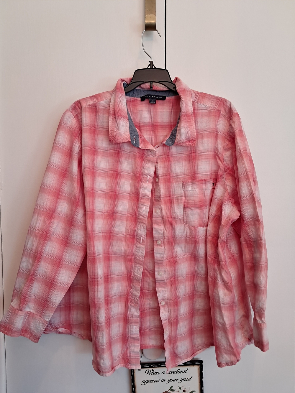 Tommy Hilfiger Woman's Pink Plaid Button-Up Shirt
